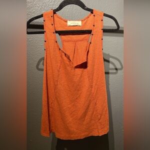 Chic Orange Tank Top with Studded Accents